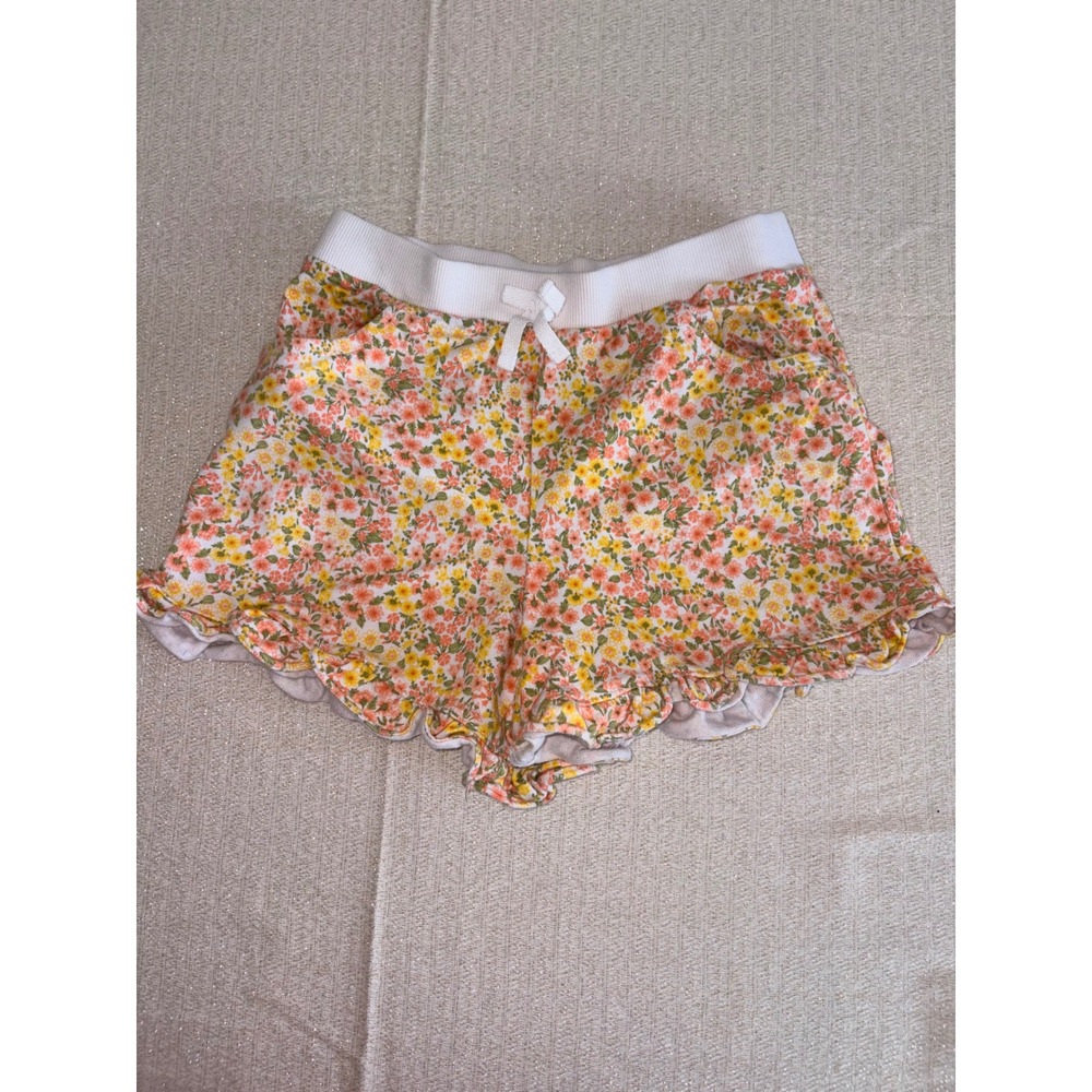 Janie‎ and Jack Floral Ruffle Shorts age 12 Orange Yellow Excellent Cotton Knit